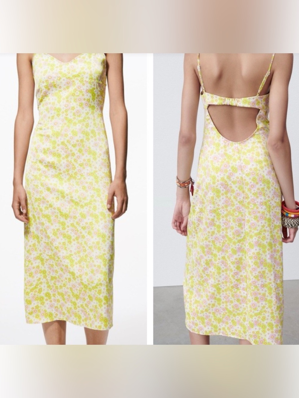 🌼 Zara Floral Midi Strappy Dress — Size M